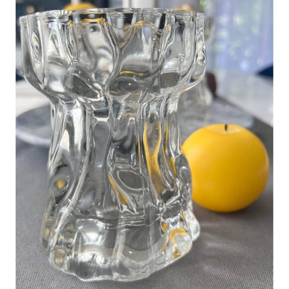 3-Vintage Ingrid Glashutte glass bark vase/candle holders made in Germany - Picture 4 of 5